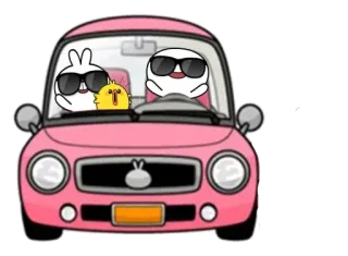 🚗 Dessin animé, Voiture, Conduite, Lunettes de soleil, Personnages telegram sticker