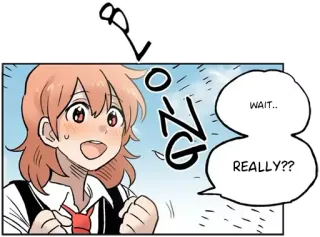 😃 WAIT.. REALLY?? emocionado, bocadillo, estilo anime, sonrojado, dibujos animados telegram sticker