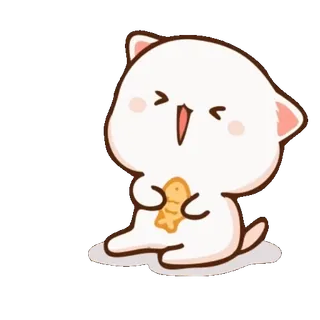 😂 gatto, carino, felice, kawaii, pesce, cartone animato telegram sticker