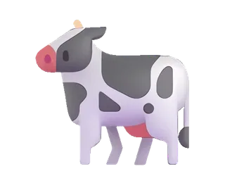 🐄 cow, animal, farm, cartoon, cute, 3D, mammal telegram sticker