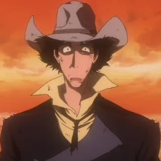 😨 Spike Spiegel Cowboy Bebop Anime, Cowboy Bebop, Spike Spiegel, Série animée, Western spatial, Dessin animé, Personnage telegram sticker