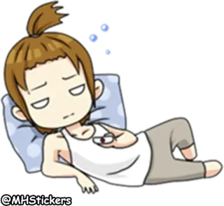🙃 @MHStickers cartoon, sleepy, lazy, anime, tired, laying down telegram sticker