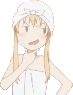 🤔 anime, manga, girl, towel, thinking, sarcastic telegram sticker