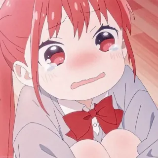😭 anime, meisje, huilend, verdrietig, schooluniform, rood haar telegram sticker