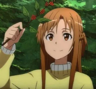 🍒 Asuna Yuuki Sword Art Online anime, kreskówka, dziewczyna, szczęśliwy, słodki telegram sticker