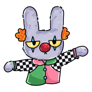 🤡 bunny, clown, cute, cartoon, animal, sticker telegram sticker