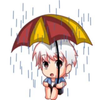 ☔️ anime, umbrella, rain, kawaii, chibi, cute telegram sticker
