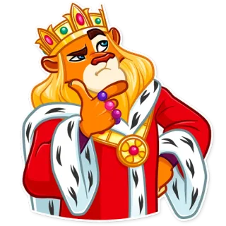 🤔 лев, король, корона, мультфильм, королевский, царственный telegram sticker