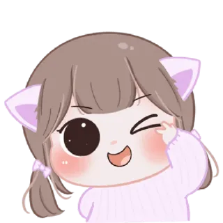 😆 kawaii, schattig, cartoon, anime, meisje, knipoog, chibi, sticker telegram sticker