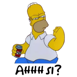 😠 Homer Simpson The Simpsons AHHH SI? Kreskówka, Postać, Humor, Śmieszne, Simpsonowie, Homer Simpson telegram sticker