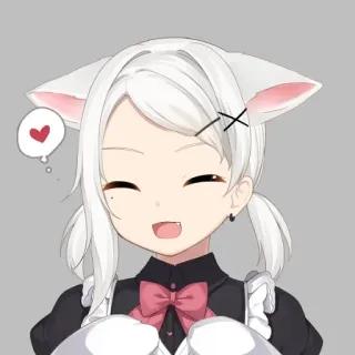 ☺️ Anime, Nekomimi, Sirvienta, Lindo, Dibujos animados whatsapp sticker