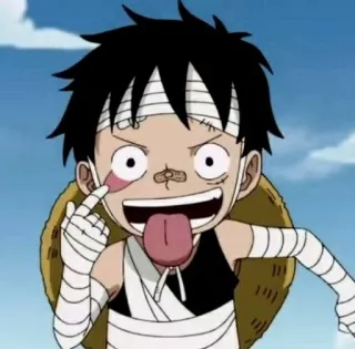 🍖 Luffy One Piece 애니메이션, 만화, 소년, 캐릭터, 부상, 붕대 telegram sticker