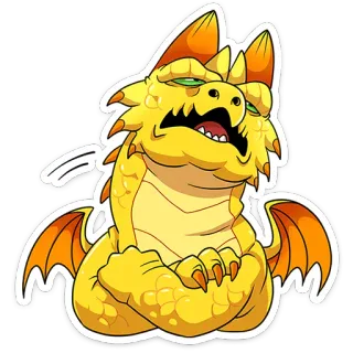 🙄 smok, kreskówka, fantazja, zwierzę, naklejka, żółty telegram sticker