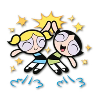 🙌 cartoon, powerpuff girls, high five, stars telegram sticker