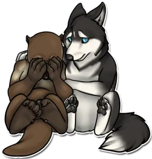 👥 berang-berang, anjing, husky, kenyamanan, kesedihan, teman whatsapp sticker