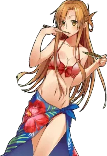 🍡 Anime, Bikini, Femme, Personnage, Plage, Été whatsapp sticker