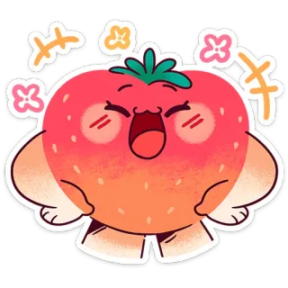 🍓 morango, fofo, kawaii, feliz, fruta, desenho animado telegram sticker