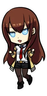 😛 Kurisu Makise Steins;Gate อนิเมะ, จิบิ, น่ารัก, การ์ตูน, ตัวละคร, ผู้หญิง telegram sticker