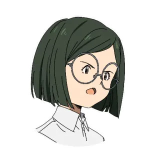 😠 Anime, Femme, Lunettes, Cheveux courts, Personnage telegram sticker