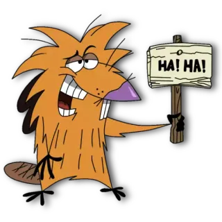👍 HA! HA! บีเวอร์, การ์ตูน, ป้าย, ฮ่าๆ, ภาพเคลื่อนไหว telegram sticker