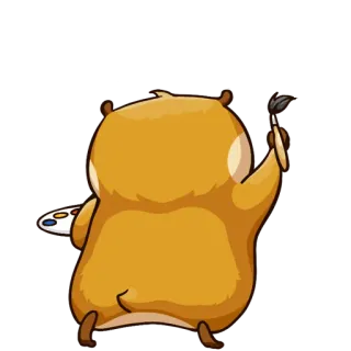 🖌 Hamster, Gemälde, Künstler, süß, Tier, Cartoon telegram sticker