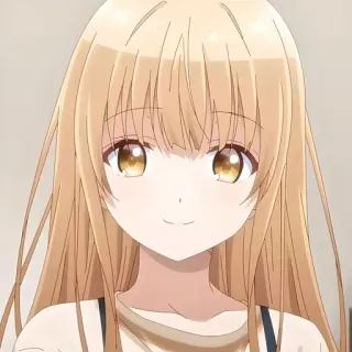 ☺️ anime, gái, cười, dễ thương, tóc vàng telegram sticker