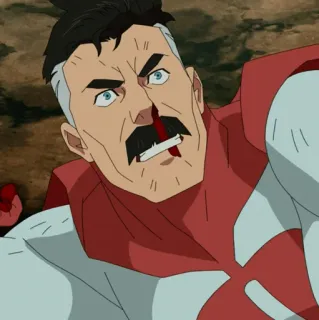 🌐 Omni-Man Invincible Superheld, Blut, Kampf, Cartoon, animiert telegram sticker
