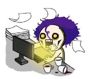 🏴 压力大, 电脑, 办公室, 疲惫, 工作, 书桌 telegram sticker