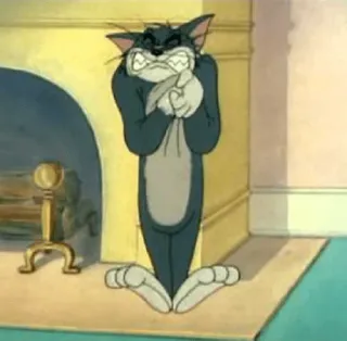 😣 Tom Cat Tom and Jerry Мультфильм, Кот, Расстроен, Злой, Камин whatsapp sticker