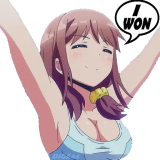 🏆 I WON anime, happy, celebration, win, victory whatsapp sticker