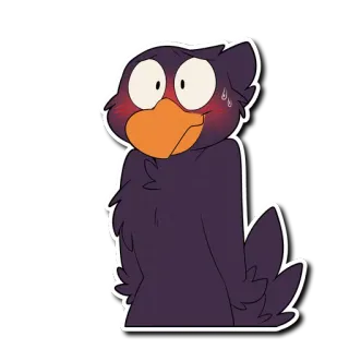 😳 kreskówka, ptak, wrona, zwierzę, ilustracja, naklejka telegram sticker