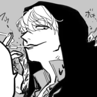 😧 吸烟, 帽衫, 动漫, 漫画, 香烟 telegram sticker