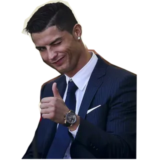 👍 Cristiano Ronaldo calcio, atleta, pollice in su, occhiolino, celebrità, calciatore telegram sticker