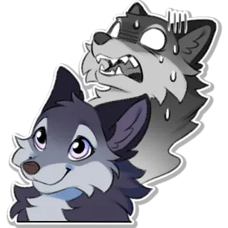 😱 wolf, scared, happy, fork telegram sticker