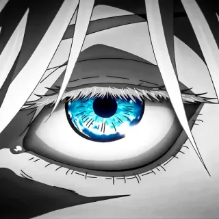 💙 Gojo Satoru Jujutsu Kaisen Anime, Manga, Gojo Satoru, Jujutsu Kaisen, Occhio, Occhi blu, Primo piano, Personaggio whatsapp sticker