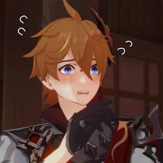 😳 Tartaglia Genshin Impact Tartaglia, Genshin Impact, anime, video game, character, blush, worried telegram sticker
