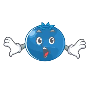 😮 myrtille, dessin animé, fruit, surpris, choqué whatsapp sticker