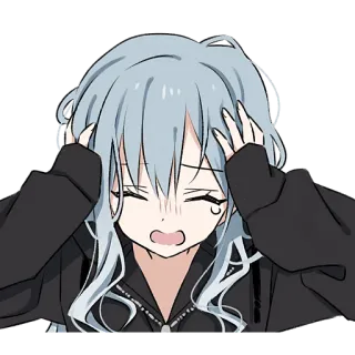 😢 动漫, 女孩, 压力, 焦虑, 担心, 沮丧, 卡通 whatsapp sticker