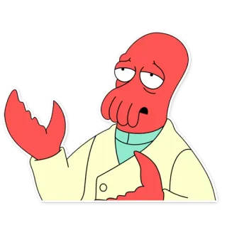 🙌 Dr. John A. Zoidberg Futurama Zoidberg, Futurama, dottore, cartone animato, alieno, aragosta telegram sticker