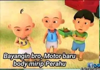 🤔 Bayangin bro, Motor baru body mirip Perahu niños, dibujos animados, ilustración, animado telegram sticker