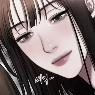 💀 씨익 phụ nữ, cô gái, chân dung, Hàn Quốc, hoạt hình, nhân vật whatsapp sticker
