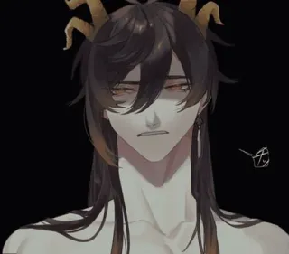 👿 Zhongli Genshin Impact Anime, Jeu, Genshin Impact, Zhongli, Personnage, Fantaisie, Cornes telegram sticker