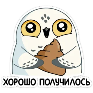 💩 ХОРОШО ПОЛУЧИЛОСЬ coruja, fofo, animal, engraçado, desenho, desenho animado telegram sticker