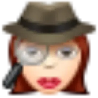🕵‍♀ detektif, penyelidik, kaca pembesar, topi, wanita, kartun telegram sticker