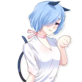 😸 Rem Re:Zero Anime, Katzenmädchen, Kawaii, Maid, Blaue Haare, Neko telegram sticker
