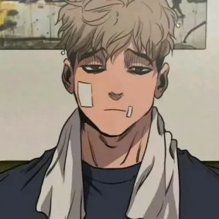❤️ Yoon Bum Killing Stalking 动漫, 漫画, 悲伤, 受伤, 绷带 telegram sticker