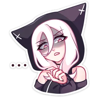 😨 ... Аниме, Девушка, Кот, Милый, Худи, Уставший, Выражение telegram sticker
