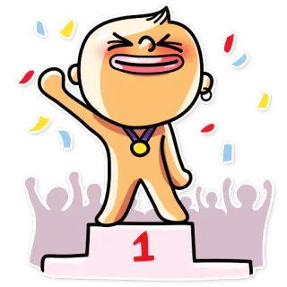 ✊ 1 winner, first place, celebration, podium, success, medal telegram sticker