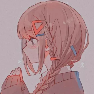 😔 Anime, Fille, Dessin animé, Portrait, Profil, Cheveux whatsapp sticker