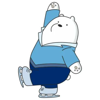 ⛸ Ice Bear We Bare Bears катание на коньках, белый медведь, мультфильм, Мы обычные медведи, Ice Bear telegram sticker